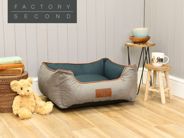 Beckley Orthopaedic Walled Dog Bed - Stone / Dark Teal, Small (Factory Second)
