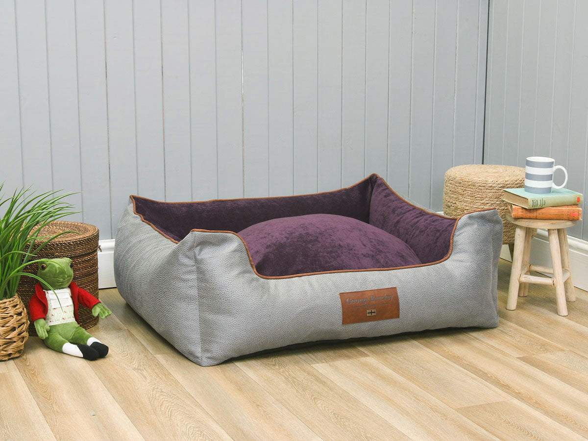 Monxton Orthopaedic Walled Dog Bed - Silver / Vino, Large