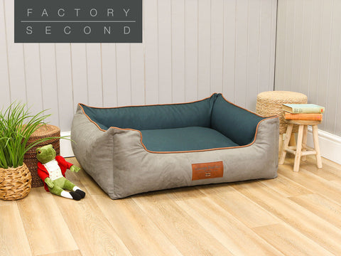 Beckley Orthopaedic Walled Dog Bed - Stone / Dark Teal, Large (Factory Second)