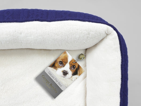 Aran Knit, Deluxe Pet Bed – Navy, Small