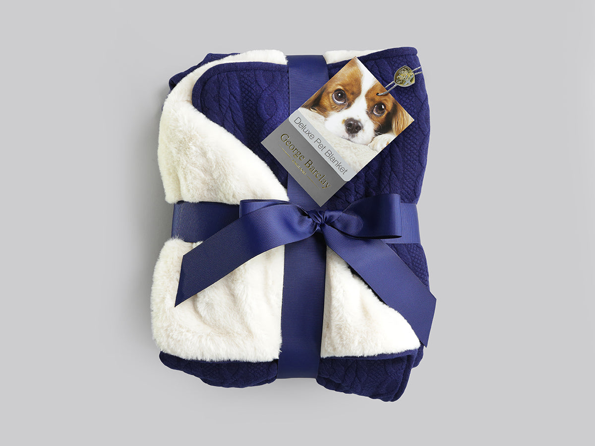 Aran Knit, Deluxe Pet Blanket - Navy