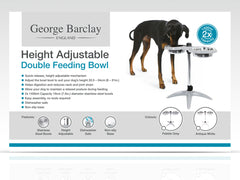 Height Adjustable Double Feeding Dog Bowl 2 x 1400ml